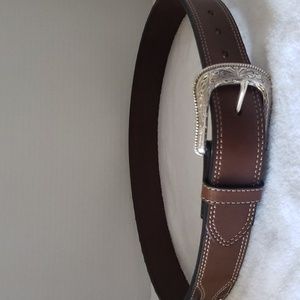 Men's Western Style Studded Leather Brown Belt Sz 32